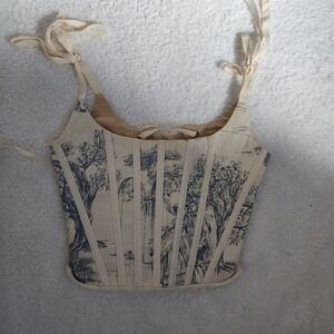 Ambr‎ House Vintage Handmade Cream and Blue Corset